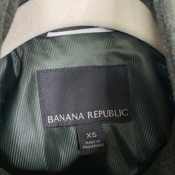 BANANA REPUBLIC Italian Melton Wool-Blend Peplum-Hem Coat Military Size XS - Picture 6 of 9